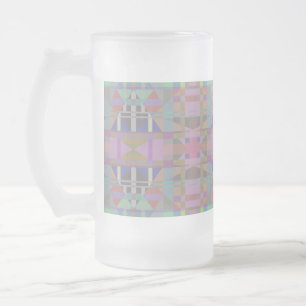 Caneca De Cerveja Vidro Jateado Geométrica Rosa Púrpura Verde