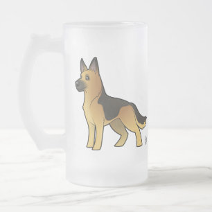 Caneca De Cerveja Vidro Jateado German shepherd dos desenhos animados