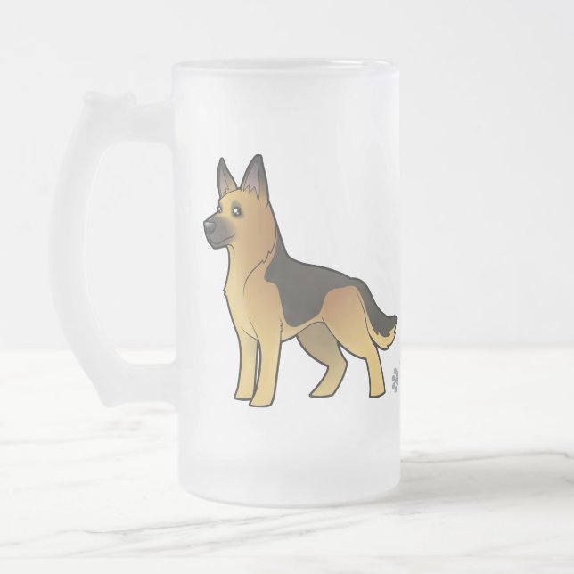 Caneca De Cerveja Vidro Jateado German shepherd dos desenhos animados (Esquerda)
