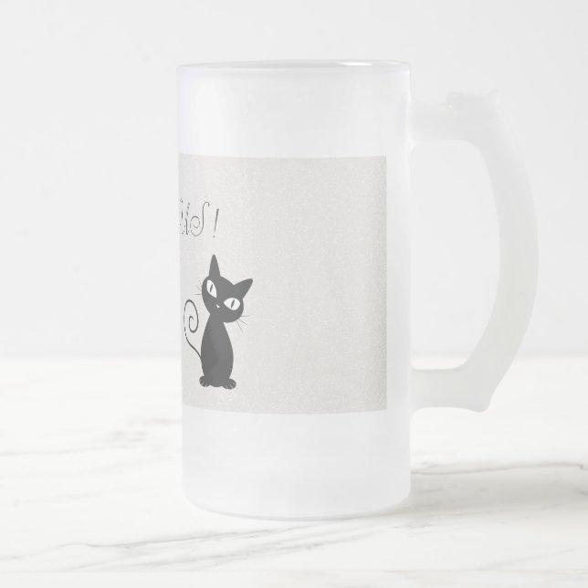 Caneca De Cerveja Vidro Jateado Glittery Black Whimsical Quirky - Hello Gorgeous (Direita)