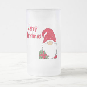 Caneca De Cerveja Vidro Jateado Gnomo de Natal e Presente de Natal