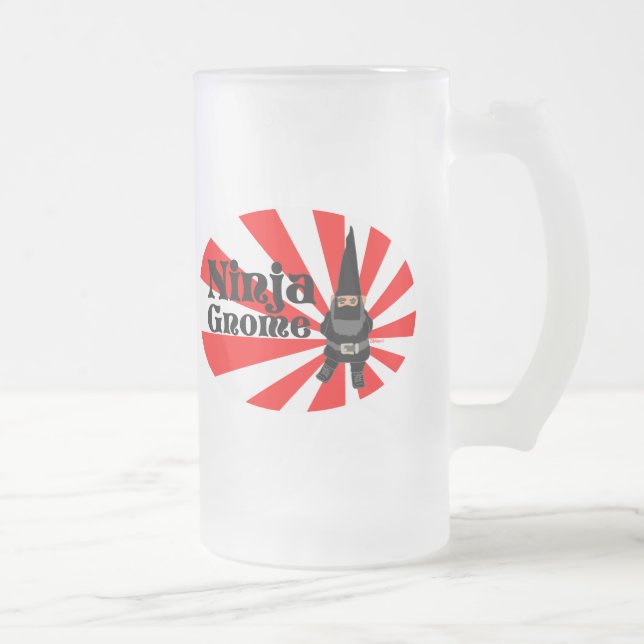 Caneca De Cerveja Vidro Jateado Gnomo de Ninja (Direita)