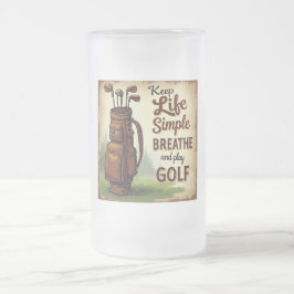 Caneca De Cerveja Vidro Jateado Golfe Respira E Joga Golfe