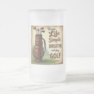 Caneca De Cerveja Vidro Jateado Golfe Respira E Joga Golfe