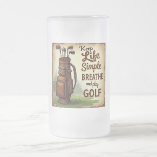Caneca De Cerveja Vidro Jateado Golfe Respira E Joga Golfe