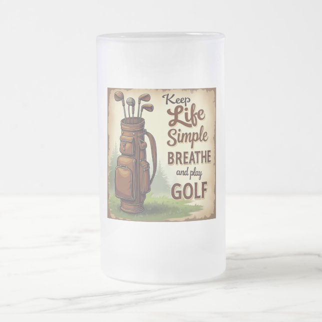 Caneca De Cerveja Vidro Jateado Golfe Respira E Joga Golfe (Centro)