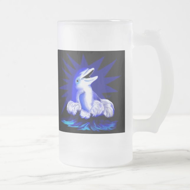 Caneca De Cerveja Vidro Jateado Golfinho sorridente (Direita)