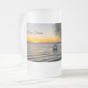 Caneca De Cerveja Vidro Jateado Golfo Breeze Florida Sunset Fosco Beer Mug