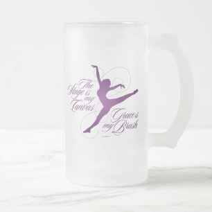 Caneca De Cerveja Vidro Jateado Grace É Minha Pincel (Dança) Fosco Vidro Cama