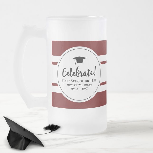 Caneca De Cerveja Vidro Jateado Graduação esportiva Trisa Colegial Vermelha Modern (Criador carregado)