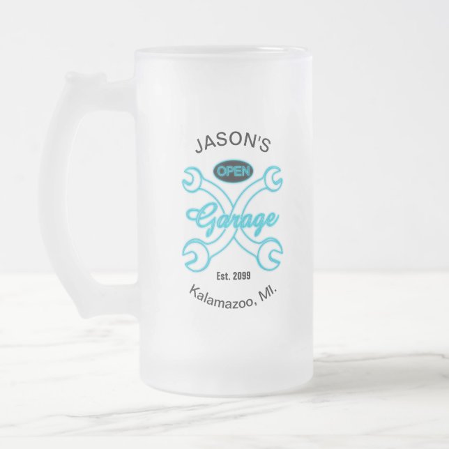 Caneca De Cerveja Vidro Jateado Gráficos de Garagem (Esquerda)