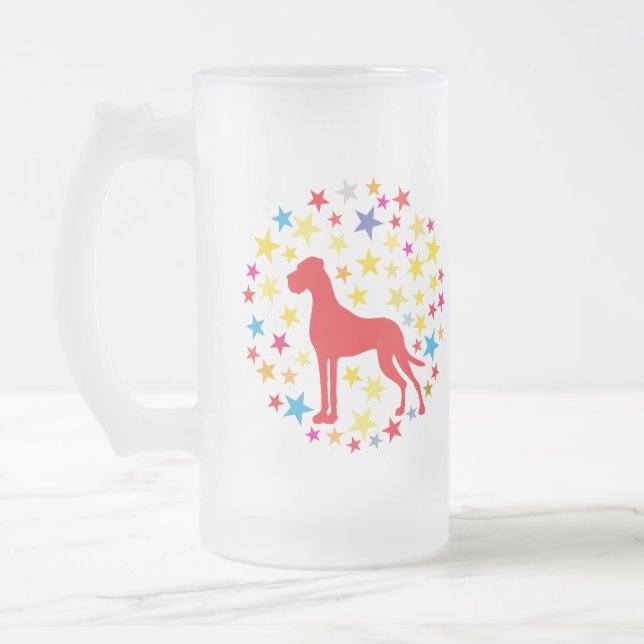 Caneca De Cerveja Vidro Jateado Gráficos do Grande Dinamarquês (Esquerda)