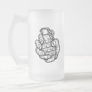 Caneca De Cerveja Vidro Jateado Granada Mão no Estilo História em quadrinhos