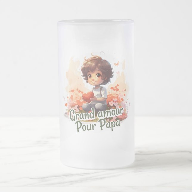 Caneca De Cerveja Vidro Jateado Grand amour pour Papa (Centro)