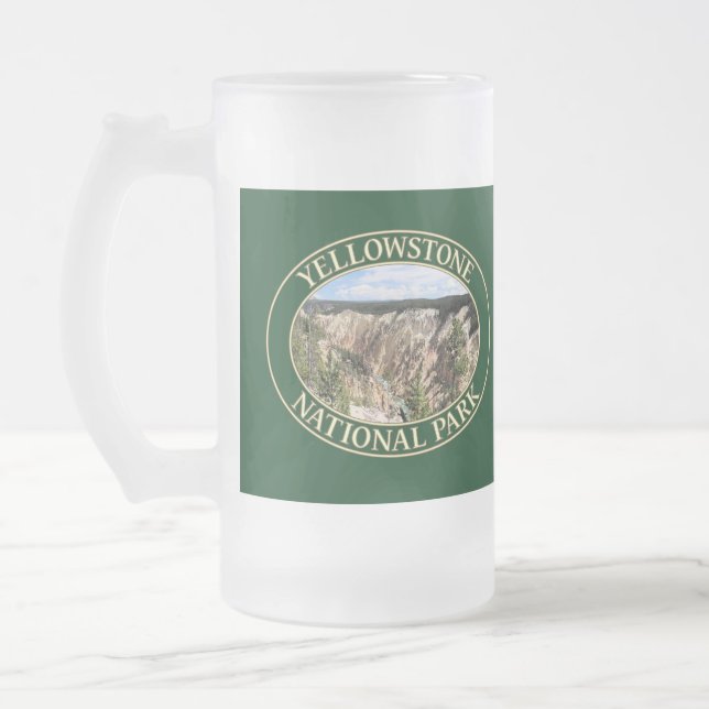 Caneca De Cerveja Vidro Jateado Grand Canyon do Yellowstone no Yellowstone NP (Esquerda)
