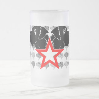 Caneca De Cerveja Vidro Jateado Grande Danois Star Head