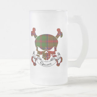 Caneca De Cerveja Vidro Jateado Grant Tartan Skull Mug