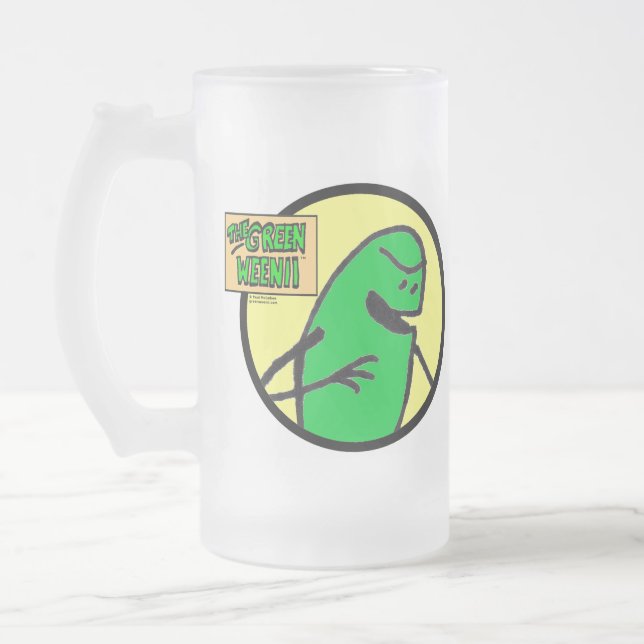 Caneca De Cerveja Vidro Jateado Green Weenii Beer Mug (Esquerda)