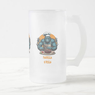 Caneca De Cerveja Vidro Jateado Grelha G'rilla Mestre Churrasqueiro Diversão com T