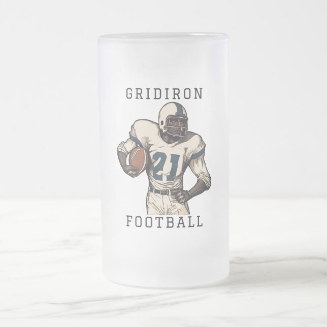Caneca De Cerveja Vidro Jateado Gridiron Futebol (Centro)