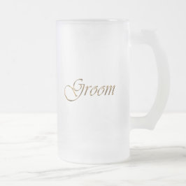 Caneca De Cerveja Vidro Jateado Groom, guião dourado, chic elegante