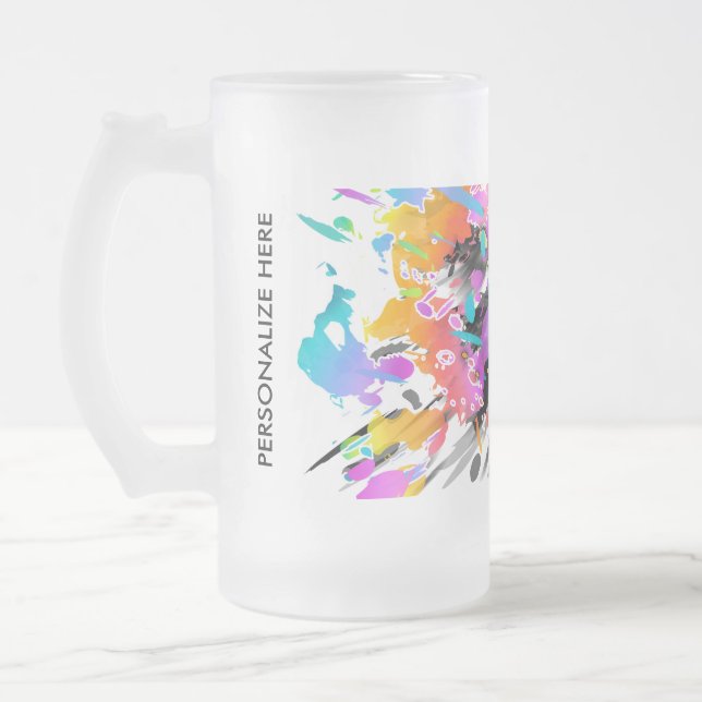 CANECA DE CERVEJA VIDRO JATEADO GRUNGE PUNK SPLATTER ARTE (Esquerda)