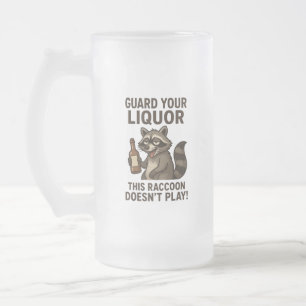 Caneca De Cerveja Vidro Jateado Guaxinim Bêbado