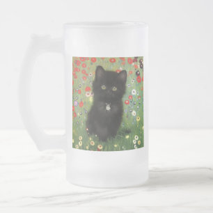 Caneca De Cerveja Vidro Jateado Gustav Klimt Kitten