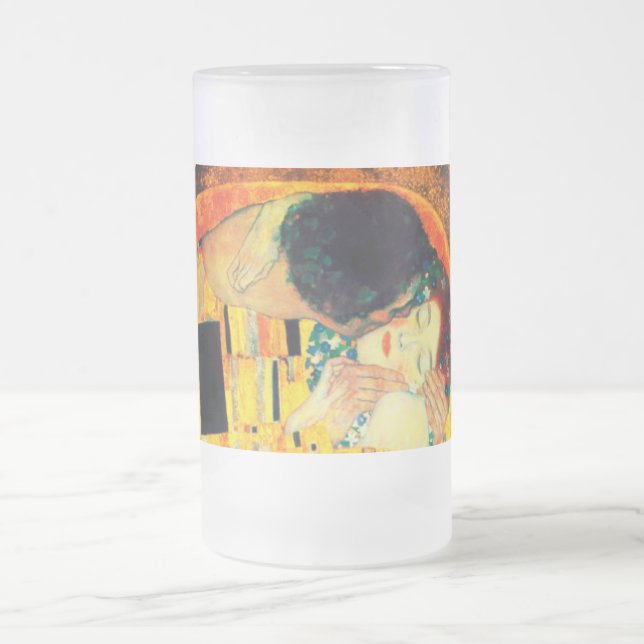 Caneca De Cerveja Vidro Jateado Gustav Klimt O Beijo (Centro)