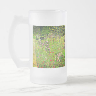 Caneca De Cerveja Vidro Jateado Gustav Klimt Orchard com Rosas