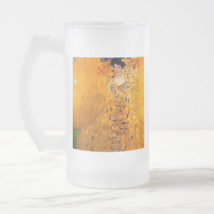 Caneca De Cerveja Vidro Jateado Gustav Klimt Retrato de Adele Bloch Bauer