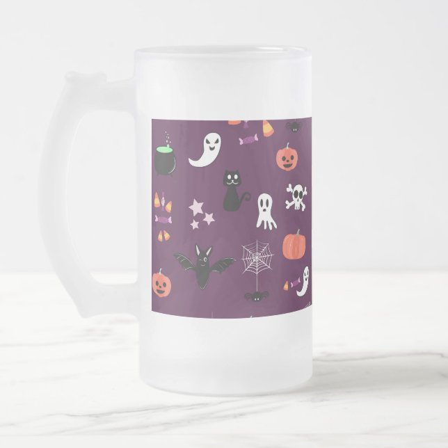 Caneca De Cerveja Vidro Jateado Halloween (Esquerda)