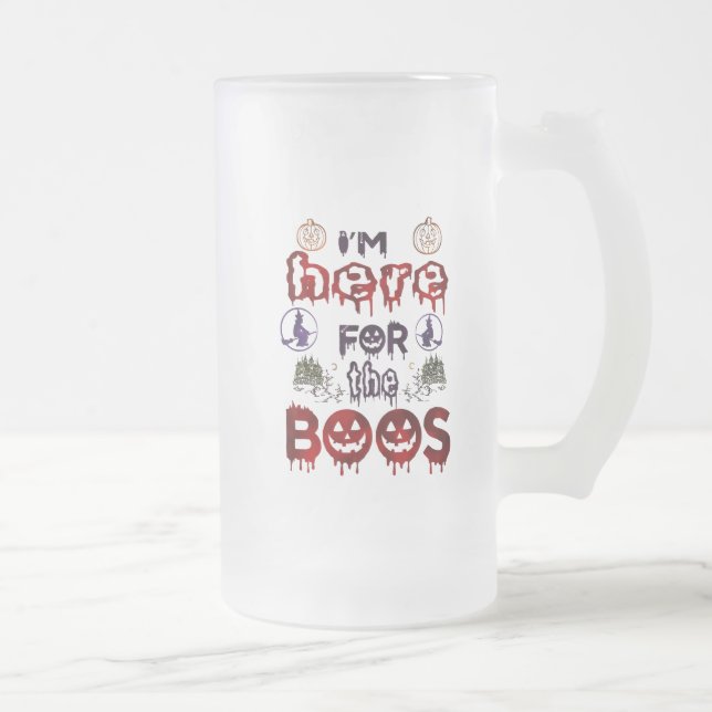 Caneca De Cerveja Vidro Jateado Halloween Boos (Direita)