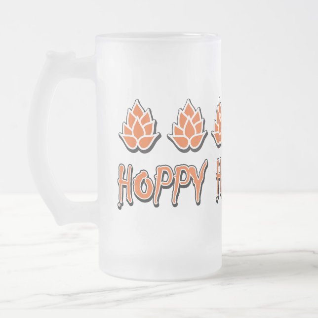 Caneca De Cerveja Vidro Jateado Halloween Hoppy (Esquerda)