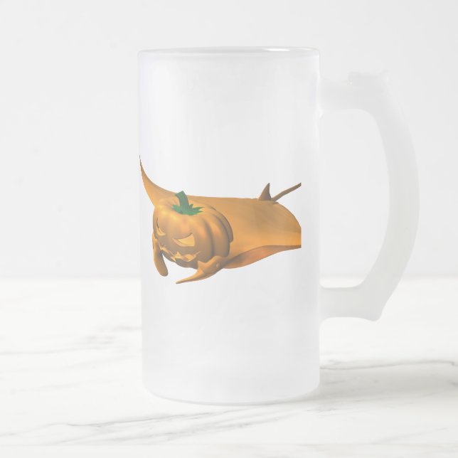 Caneca De Cerveja Vidro Jateado Halloween Manta Ray (Direita)