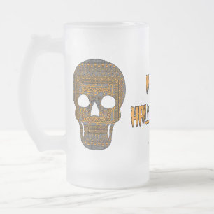 Caneca De Cerveja Vidro Jateado Halloween Skull Mug