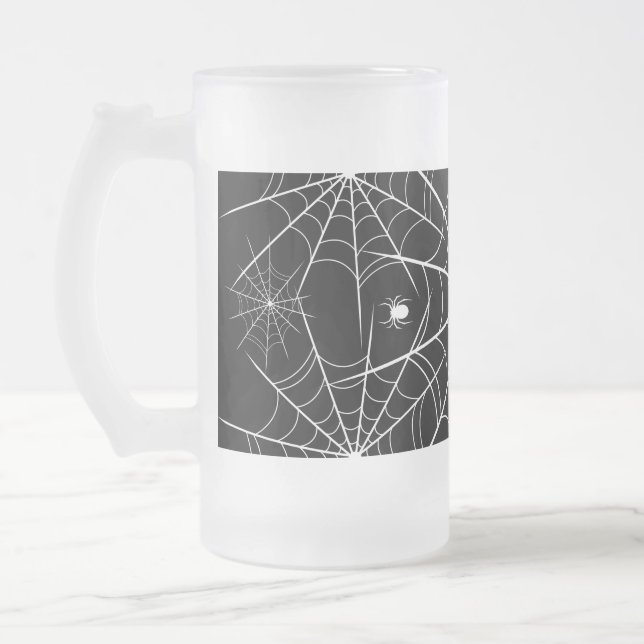 Caneca De Cerveja Vidro Jateado Halloween Spider Web (Esquerda)