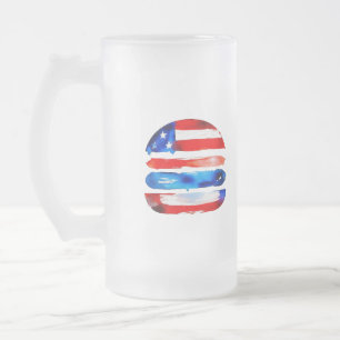 Caneca De Cerveja Vidro Jateado Hamburger América (Pintura Branca No. 3)