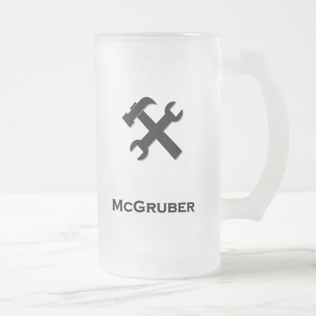 Caneca De Cerveja Vidro Jateado Hammer Wrench McGruber preto (Direita)