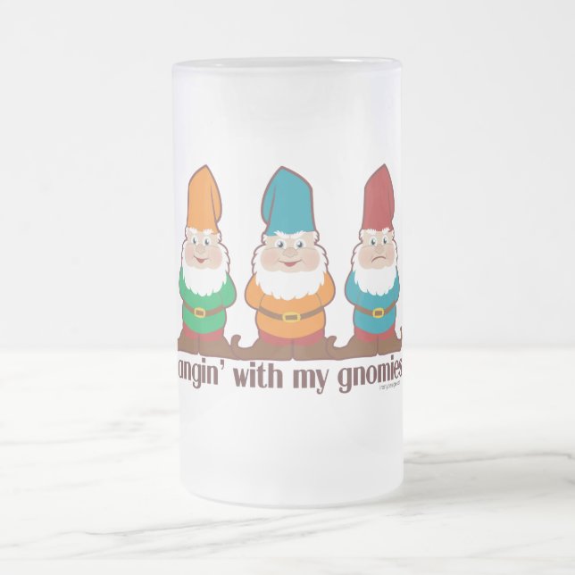 Caneca De Cerveja Vidro Jateado Hangin com meu design de Gnomies (Centro)