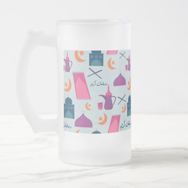Caneca De Cerveja Vidro Jateado Happy Ramadan Pattern (Esquerda)