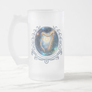 Caneca De Cerveja Vidro Jateado Harpa Celestial dos Céus Ligados à Lua.