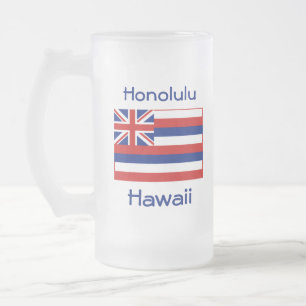 Caneca De Cerveja Vidro Jateado Hawaii Flag Map City Mug