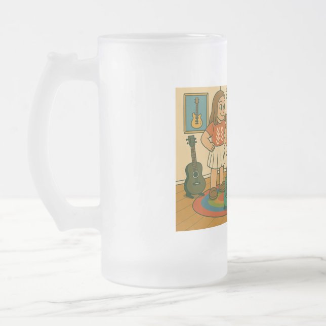 Caneca De Cerveja Vidro Jateado He has cool guitars (Esquerda)