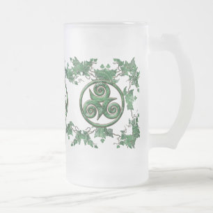 Caneca De Cerveja Vidro Jateado Hera Triskel da malaquite