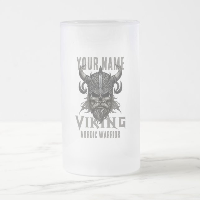 Caneca De Cerveja Vidro Jateado Herança do Guerreiro de Visualização do NOME Perso (Centro)