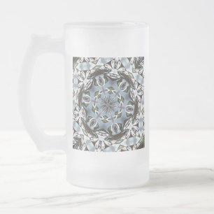 Caneca De Cerveja Vidro Jateado Hexágono de Folhas da Selva e Flores Tropicais