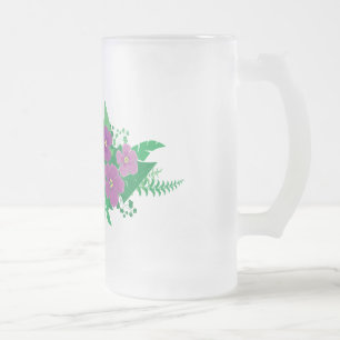 Caneca De Cerveja Vidro Jateado Hibiscus roxo