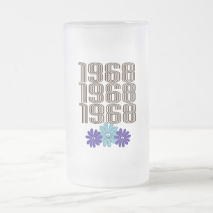 Caneca De Cerveja Vidro Jateado Hippie Flower Power Sign Aqua Purple, 1968