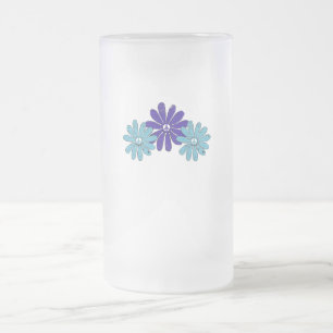 Caneca De Cerveja Vidro Jateado Hippie - Sinal de Paz Flor Poder Puro Aqua